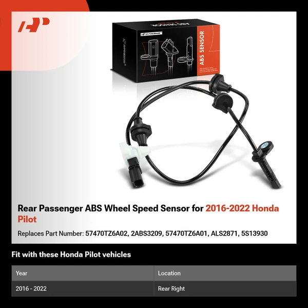 Rear Passenger ABS Wheel Speed Sensor for 2016-2022 Honda Pilot
