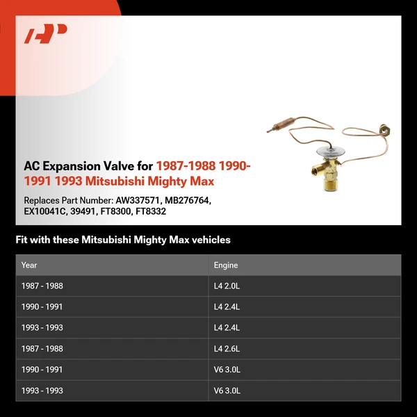 AC Expansion Valve for 1987-1988 1990-1991 1993 Mitsubishi Mighty Max