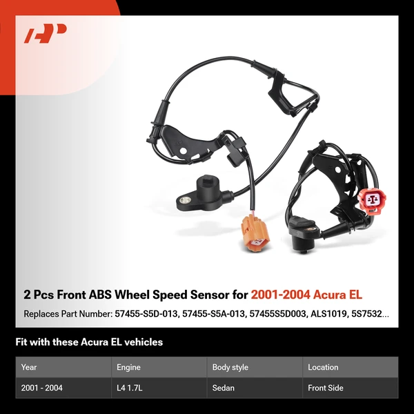 2 Pcs Front ABS Wheel Speed Sensor for 2001-2004 Acura EL