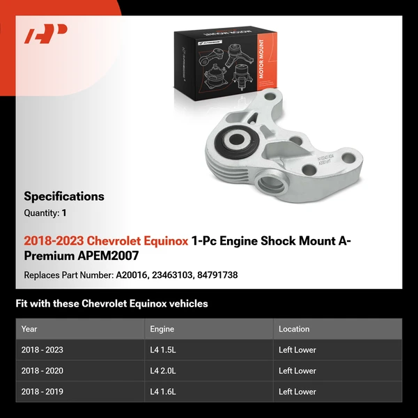 2018-2023 Chevrolet Equinox 1-Pc Engine Shock Mount A-Premium APEM2007