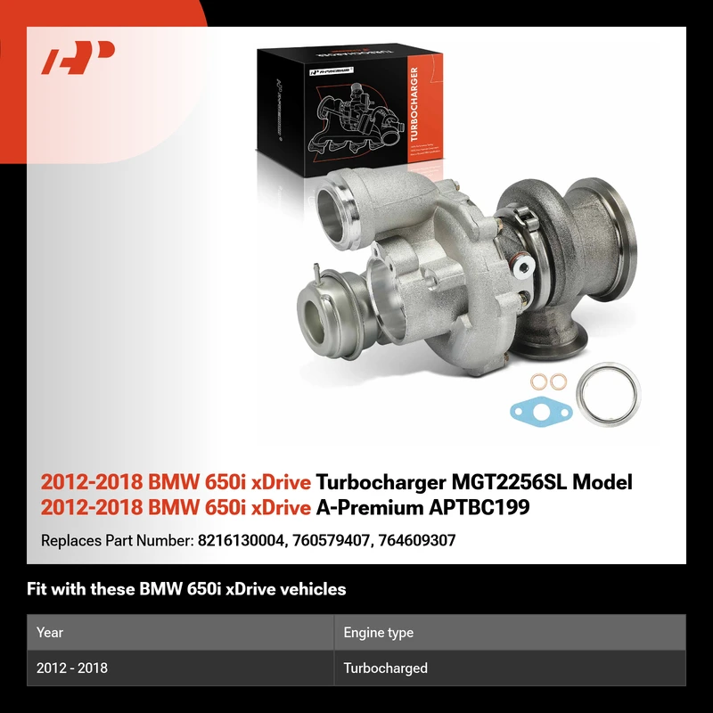 2012-2018 BMW 650i xDrive Turbocharger MGT2256SL Model 2012-2018 BMW 650i xDrive A-Premium APTBC199