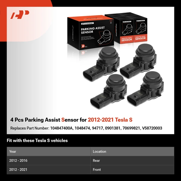 4 Pcs Parking Assist Sensor for 2012-2021 Tesla S
