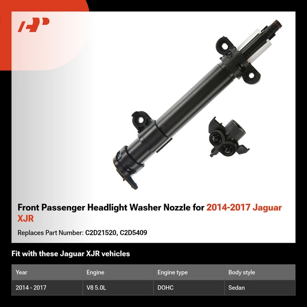 Front Passenger Headlight Washer Nozzle for 2014-2017 Jaguar XJR