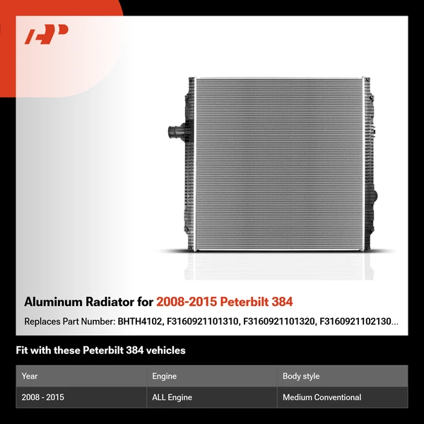 Aluminum Radiator for 2008-2015 Peterbilt 384
