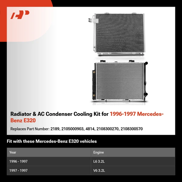Radiator & AC Condenser Cooling Kit for 1996-1997 Mercedes-Benz E320