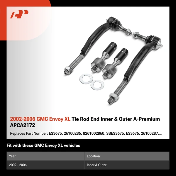 2002-2006 GMC Envoy XL Tie Rod End Inner & Outer A-Premium APCA2172