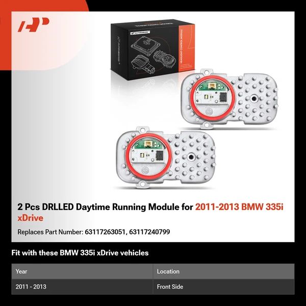 2 Pcs DRLLED Daytime Running Module for 2011-2013 BMW 335i xDrive