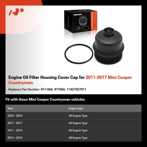 Engine Oil Filter Housing Cover Cap for 2011-2017 Mini Cooper Countryman