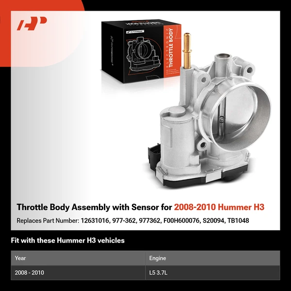 Throttle Body Assembly with Sensor for 2008-2010 Hummer H3