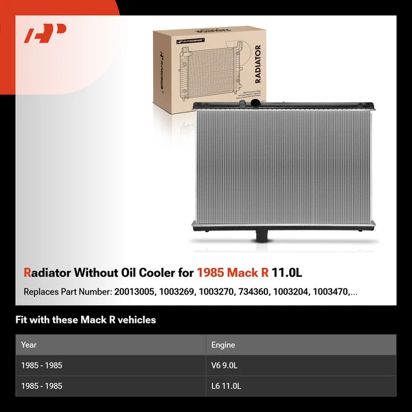 Radiator Without Oil Cooler for 1985 Mack R 11.0L