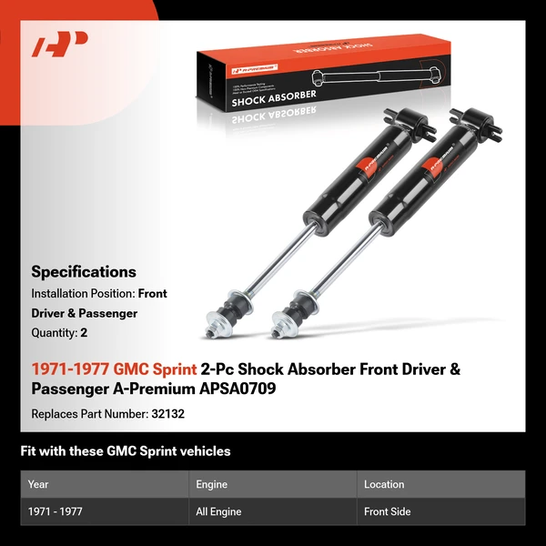 1971-1977 GMC Sprint 2-Pc Shock Absorber Front Driver & Passenger A-Premium APSA0709