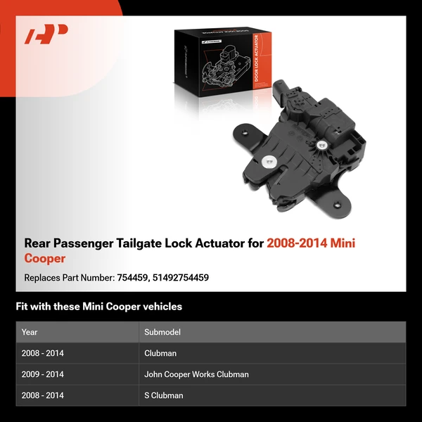 Rear Passenger Tailgate Lock Actuator for 2008-2014 Mini Cooper