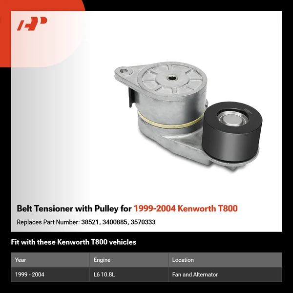 Belt Tensioner with Pulley for 1999-2004 Kenworth T800