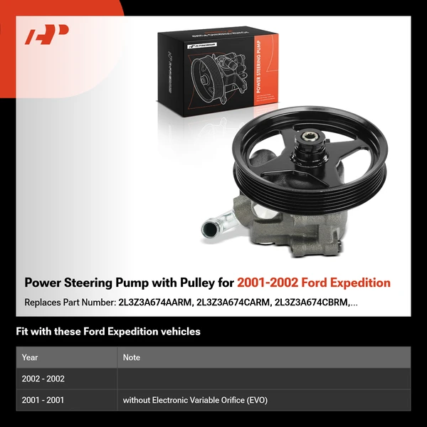 Power Steering Pump with Pulley for 2001-2002 Ford Expedition