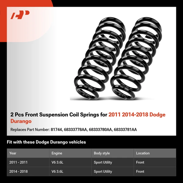 2 Pcs Front Suspension Coil Springs for 2011 2014-2018 Dodge Durango