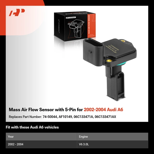 Mass Air Flow Sensor with 5-Pin for 2002-2004 Audi A6