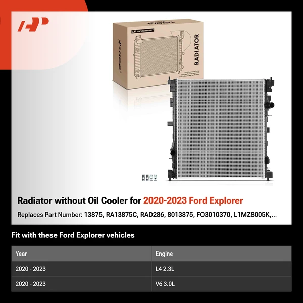 Radiator without Oil Cooler for 2020-2023 Ford Explorer