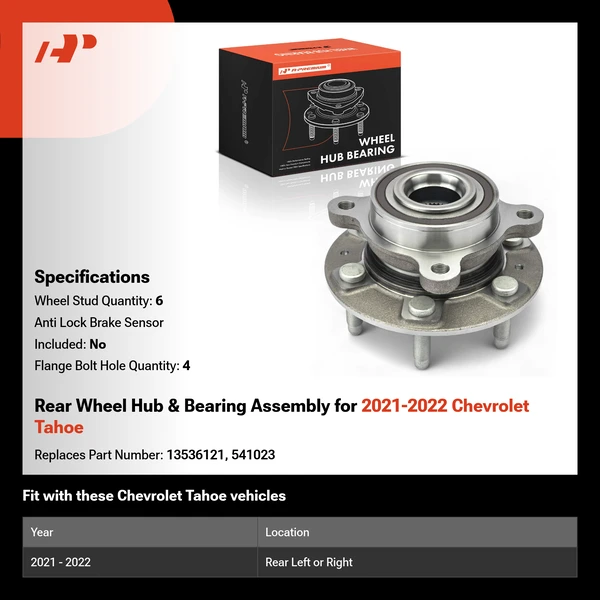 Rear Wheel Hub & Bearing Assembly for 2021-2022 Chevrolet Tahoe
