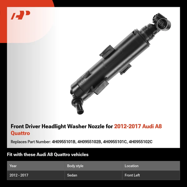 Front Driver Headlight Washer Nozzle for 2012-2017 Audi A8 Quattro