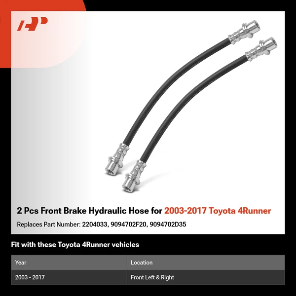 2 Pcs Front Brake Hydraulic Hose for 2003-2017 Toyota 4Runner