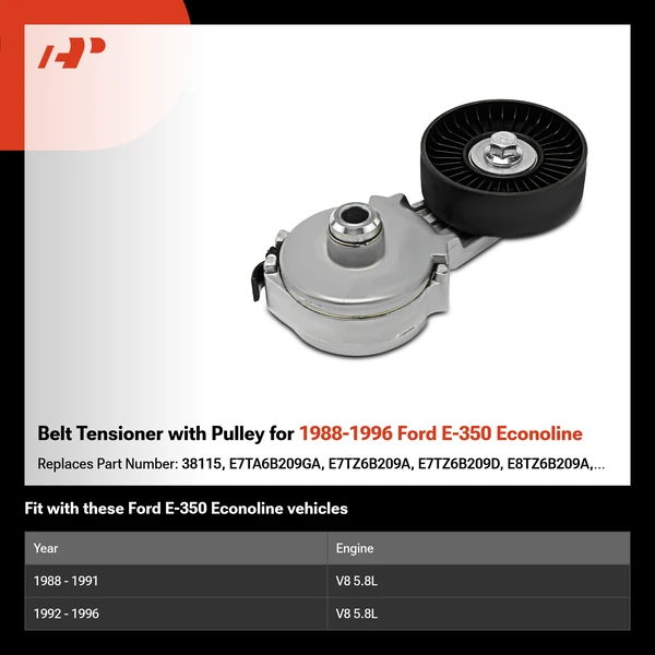 Belt Tensioner with Pulley for 1988-1996 Ford E-350 Econoline