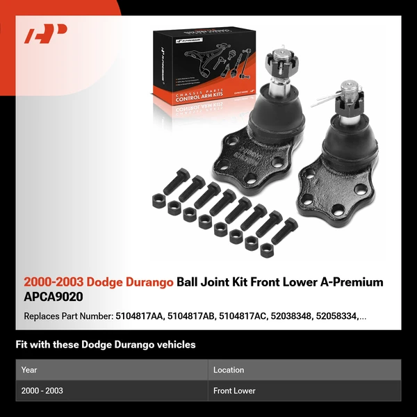 2000-2003 Dodge Durango Ball Joint Kit Front Lower A-Premium APCA9020