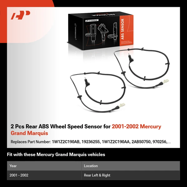 2 Pcs Rear ABS Wheel Speed Sensor for 2001-2002 Mercury Grand Marquis