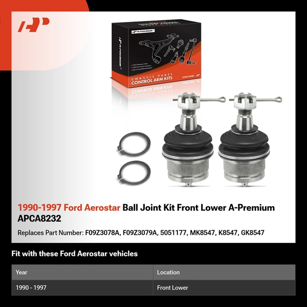 1990-1997 Ford Aerostar Ball Joint Kit Front Lower A-Premium APCA8232