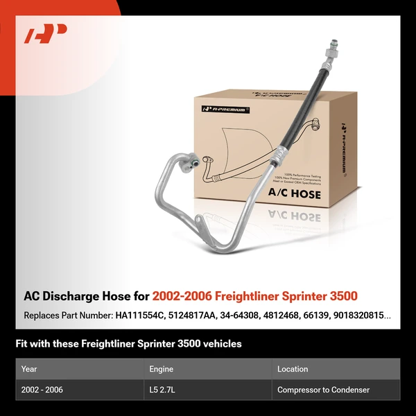 AC Discharge Hose for 2002-2006 Freightliner Sprinter 3500