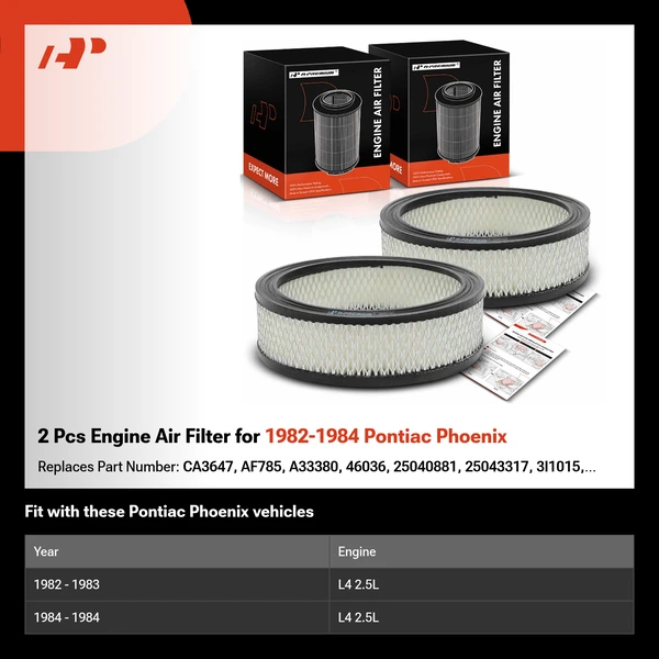 2 Pcs Engine Air Filter for 1982-1984 Pontiac Phoenix