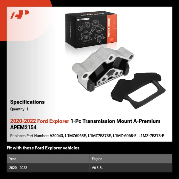 2020-2022 Ford Explorer 1-Pc Transmission Mount A-Premium APEM2154
