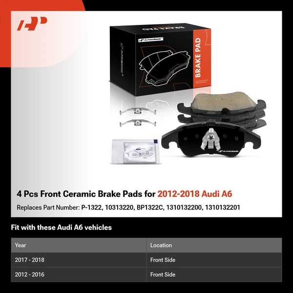 4 Pcs Front Ceramic Brake Pads for 2012-2018 Audi A6