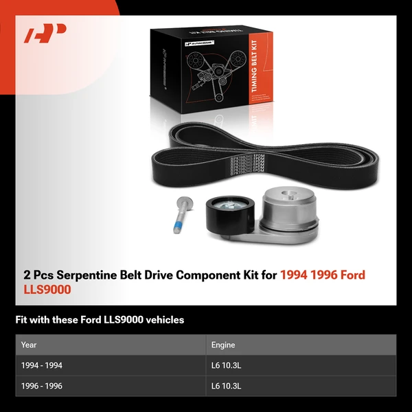 2 Pcs Serpentine Belt Drive Component Kit for 1994 1996 Ford LLS9000