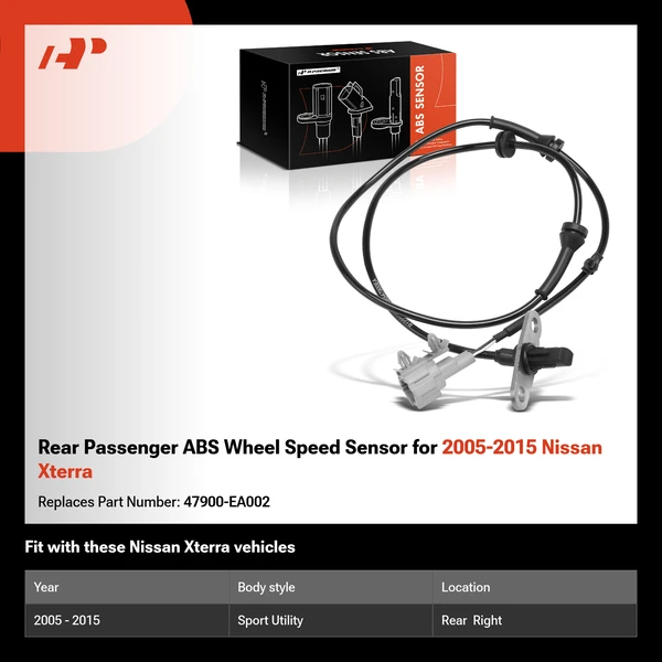 Rear Passenger ABS Wheel Speed Sensor for 2005-2015 Nissan Xterra