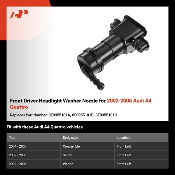 Front Driver Headlight Washer Nozzle for 2002-2005 Audi A4 Quattro