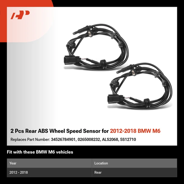 2 Pcs Rear ABS Wheel Speed Sensor for 2012-2018 BMW M6