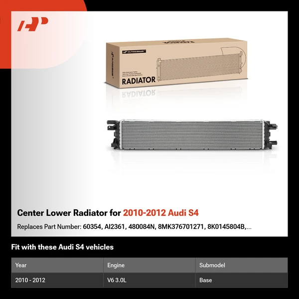 Center Lower Radiator for 2010-2012 Audi S4