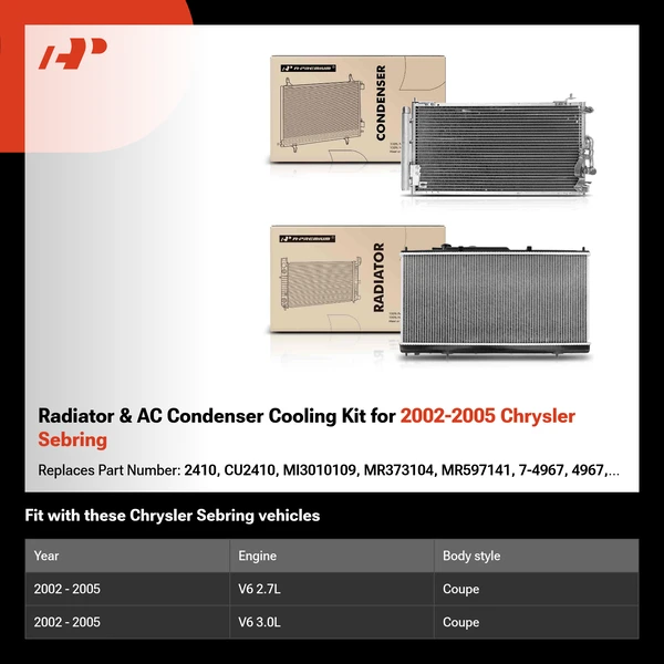 Radiator & AC Condenser Cooling Kit for 2002-2005 Chrysler Sebring
