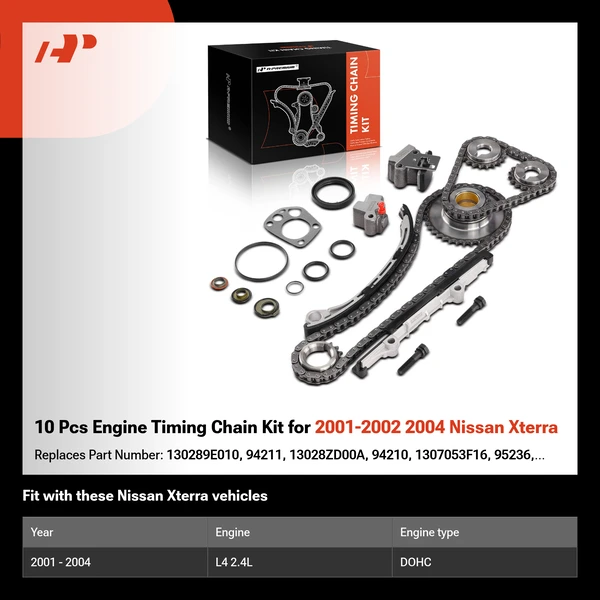 10 Pcs Engine Timing Chain Kit for 2001-2002 2004 Nissan Xterra