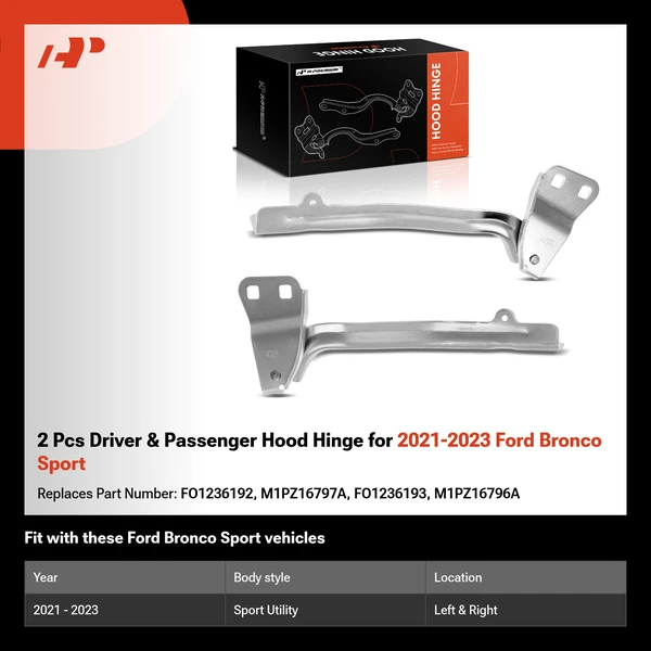2 Pcs Driver & Passenger Hood Hinge for 2021-2023 Ford Bronco Sport
