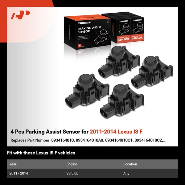 4 Pcs Parking Assist Sensor for 2011-2014 Lexus IS F