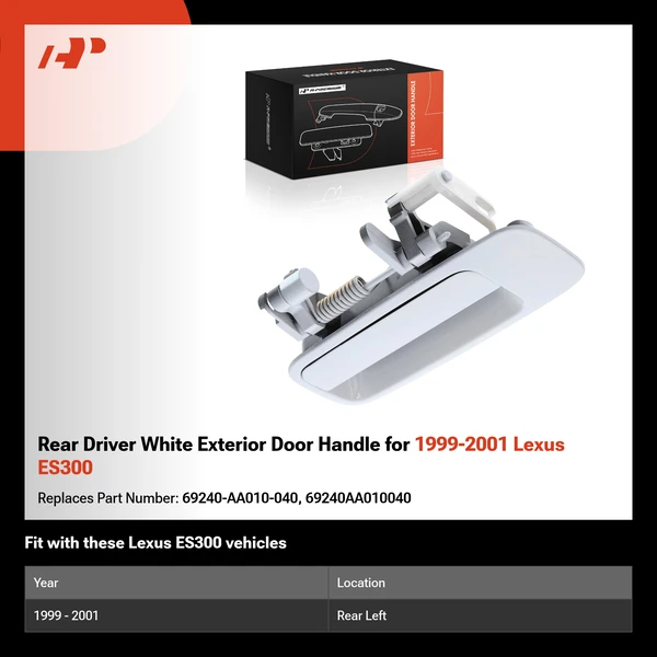 Rear Driver White Exterior Door Handle for 1999-2001 Lexus ES300