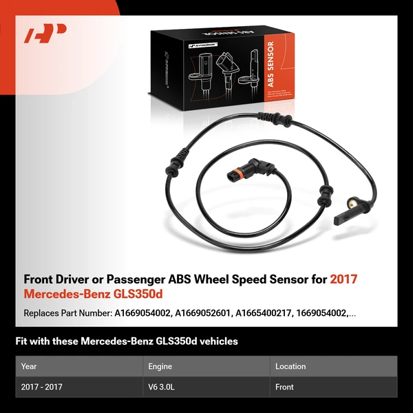 Front Driver or Passenger ABS Wheel Speed Sensor for 2017 Mercedes-Benz GLS350d