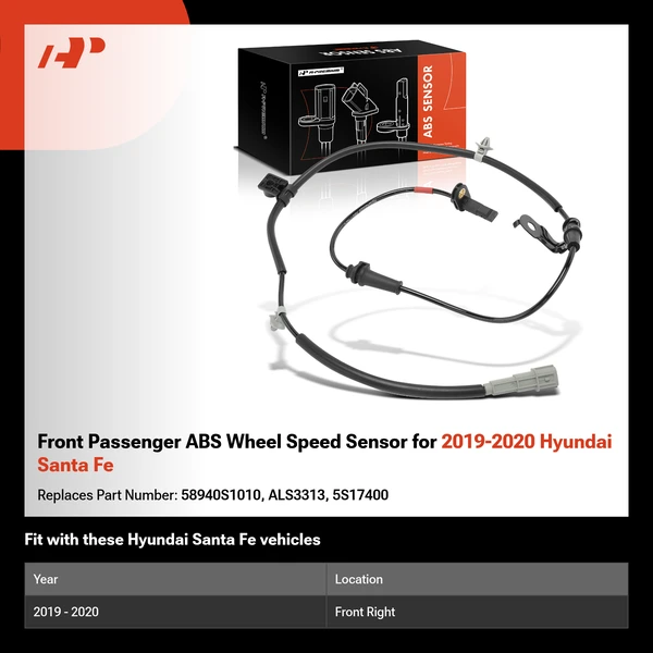 Front Passenger ABS Wheel Speed Sensor for 2019-2020 Hyundai Santa Fe