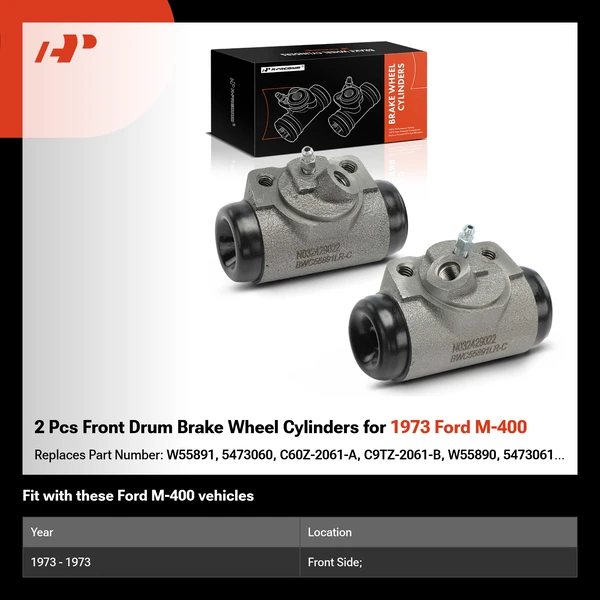 2 Pcs Front Drum Brake Wheel Cylinders for 1973 Ford M-400
