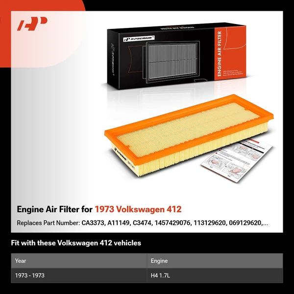 Engine Air Filter for 1973 Volkswagen 412