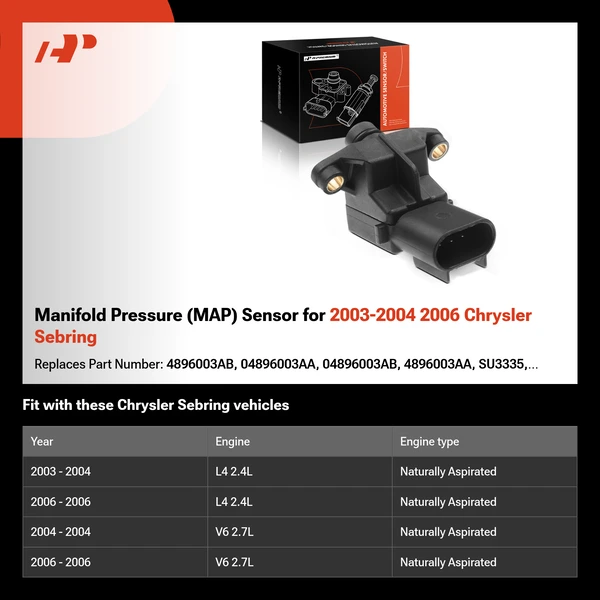 Manifold Pressure (MAP) Sensor for 2003-2004 2006 Chrysler Sebring