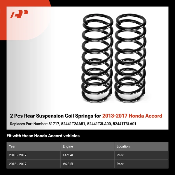 2 Pcs Rear Suspension Coil Springs for 2013-2017 Honda Accord