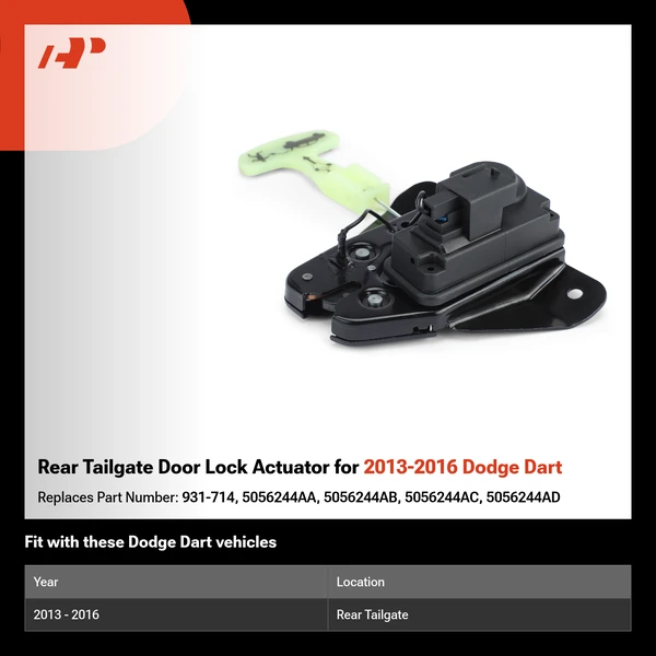 Rear Tailgate Door Lock Actuator for 2013-2016 Dodge Dart