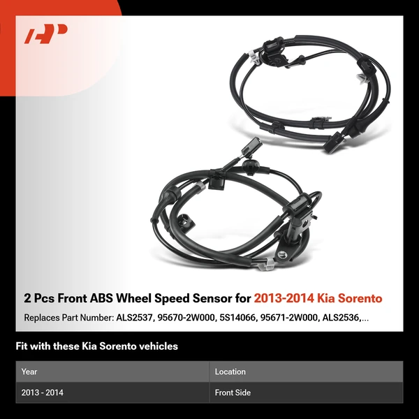 2 Pcs Front ABS Wheel Speed Sensor for 2013-2014 Kia Sorento